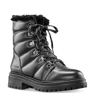 Cougar Vantage Black Waterproof Leather Faux Fur Winter Combat Boots 11 NEW